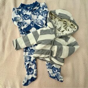 Burt’s Bees baby boy snap cotton jacket & cloud pajamas